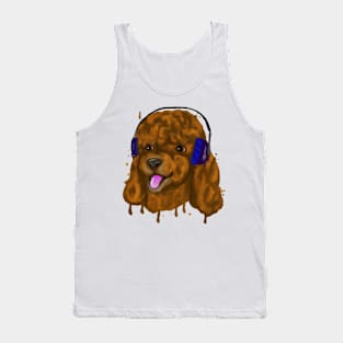 Cute poodle with headphones Tank Top